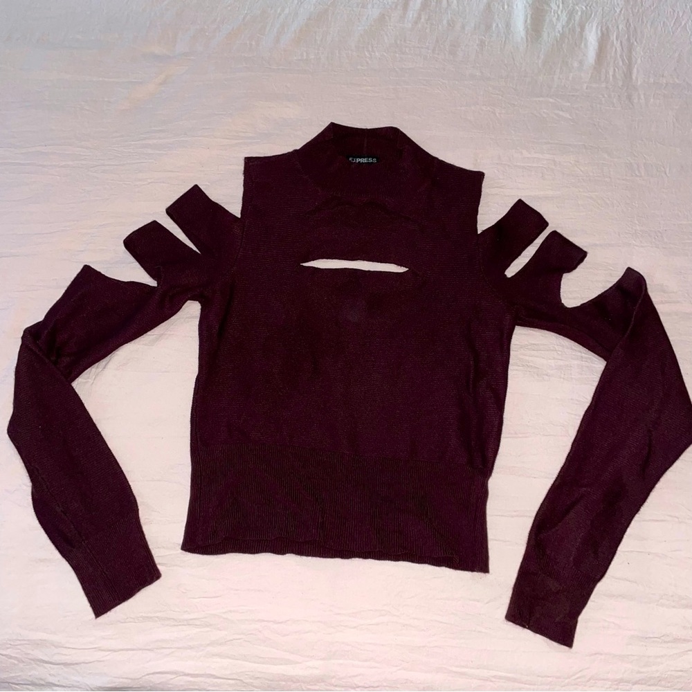 Dark mulberry slashed sweater top